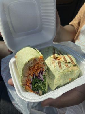 Grilled veggies hummus spinach wrap