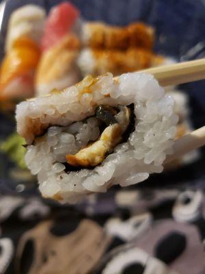 Inside of the eel roll