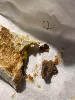 Bean and cheese burrito with mold