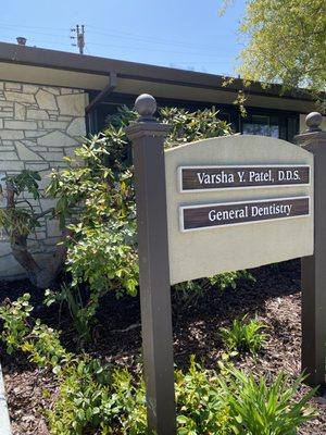 Office sign for Varsha Patel, DDS