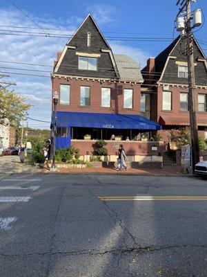 Street view of this very cute restaurant and their beautiful outdoor patio.