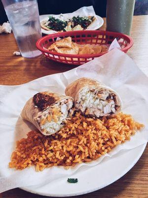 Chicken and Bean Burrito with Spanish Rice