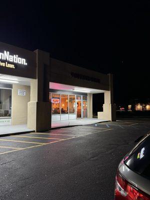 Restaurant sign not lit up, but open