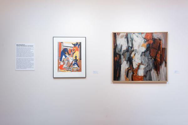 Jacob Lawrence print and Hale Woodruff painting from the exhibition, Hidden Gems from the Housatonic Museum of Art.