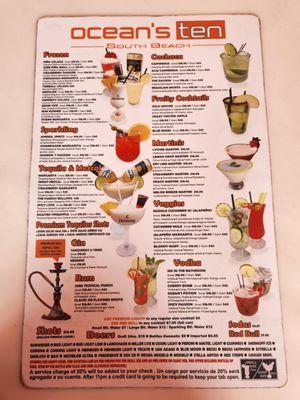 Bar menu