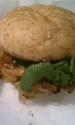 Station turkey burger, caramelized onions, cheddar cheese, blackberry BBQ sauce