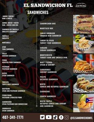 El Sandwichon - Food Truck Menu Page 1 of 2