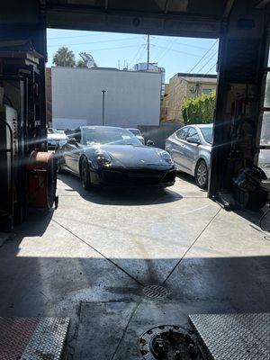 Porsche 911 in for a smog check