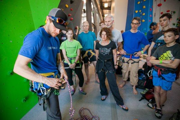 The Spot offers climbing classes for all ages and abilities, covering indoor and outdoor skills.