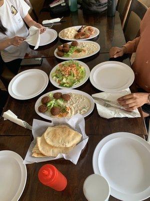 Falafel Plate 1/2 Chicken, 2 Sides, 2 Pita and Garlic Sauce Combo Green Salad Rice