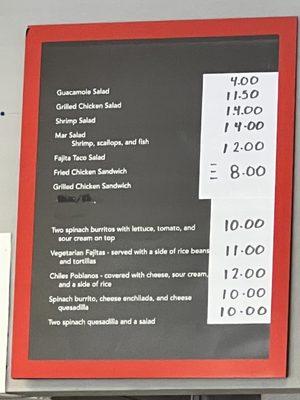 Updated menu & prices 7/22