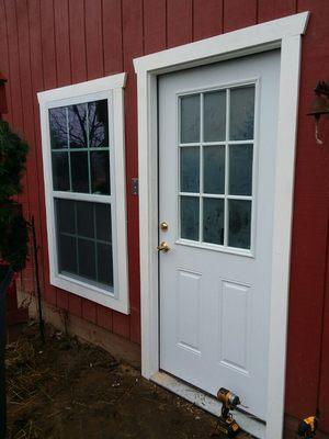 New windows and door on a barn