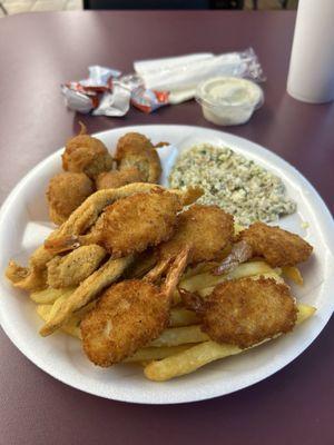 Shrimp, catfish, slaw, and fries!