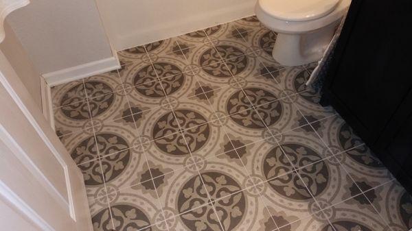 New tile floor in bathroom