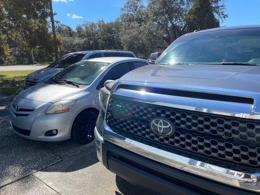 Our 3 cars that had screws in the tires