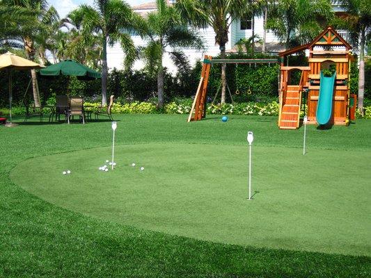 Putting green and playground combination