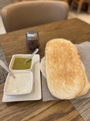 Complimentary bread & dips