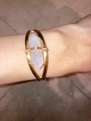 Rose quartz gold plated wrist cuff