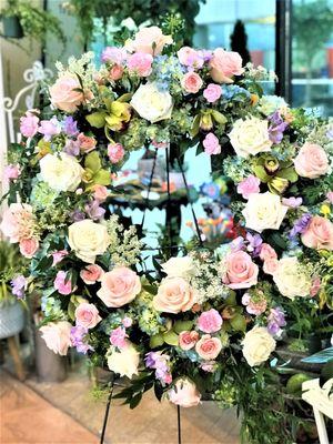 Sympathy Funeral Flower Wreath for Same Day Flower Delivery from The English Garden Salt Lake City Florist