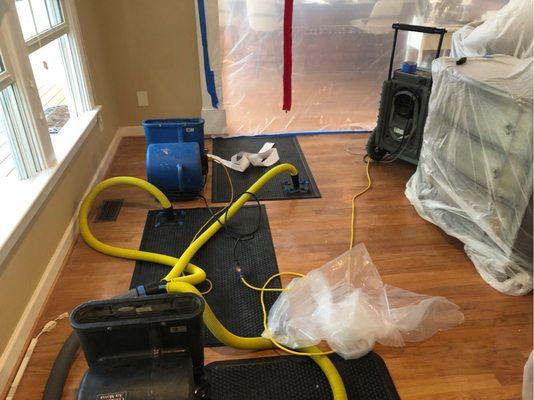 Drying wood floors without removing