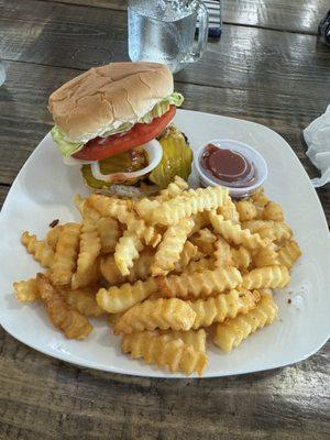 "Cowabunga" burger (double cheeseburger) was delish! And the fries were seasoned really well