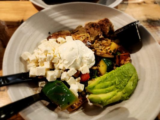 Greek chicken farro bowl