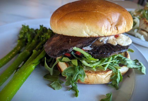 Roasted Portobello - Marinated mushroom, Welsh rarebit, roasted red pepper, arugula.