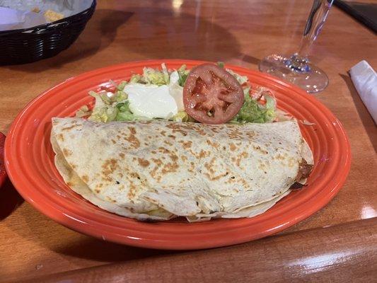 This is a shrimp quesadilla, no thank you.