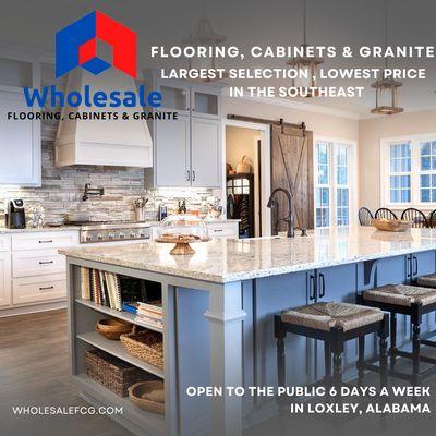 Buy Flooring, Cabinets and Countertops at Wholesale Prices Direct. Open to the Public