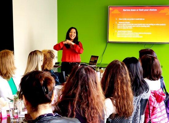 At the Business Women Community meeting presenting on "Break Free From Overwhelm, Procrastination and Self-Doubt"