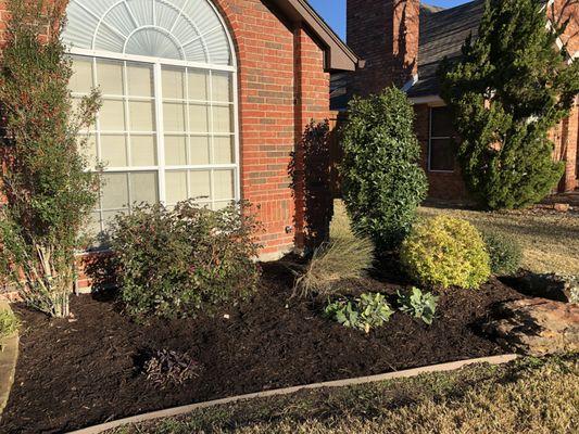 They did a great job weeding, cutting back and remulching our front beds.