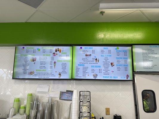 Ice cream menu