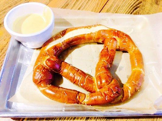 Huge Pretzel with beer cheese dip.