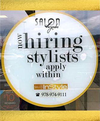 Salon Vergados Now Hiring Stylists.