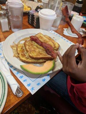 French toast with bacon and fruit from the Kid's Menu