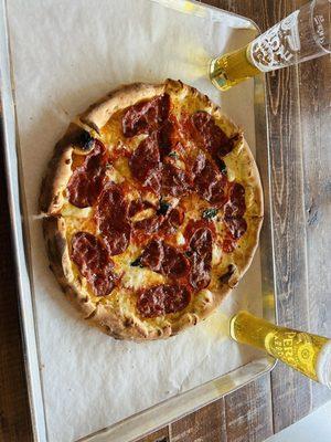 Margherita Pizza with Sopressatta.