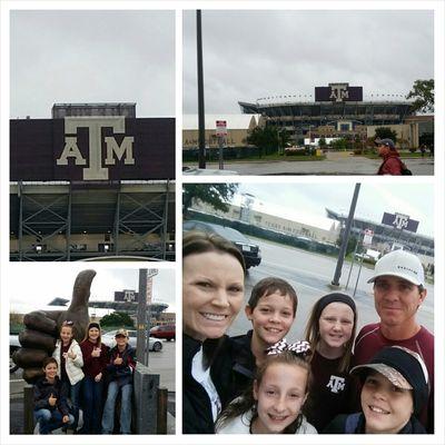 The family and I taking in another rainy game day in Aggieland.