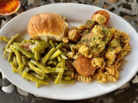 Todays Special: Pastalaya, Green Beans, and a Side Salad.