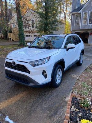 White Toyota RAV4, revitalized with our Essential Detailing Package.