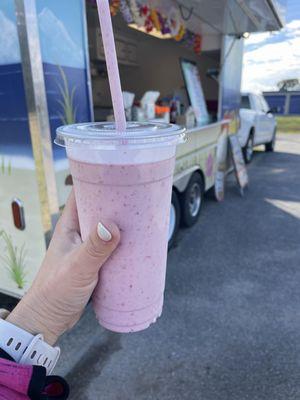 Strawberry banana smoothie with almond milk