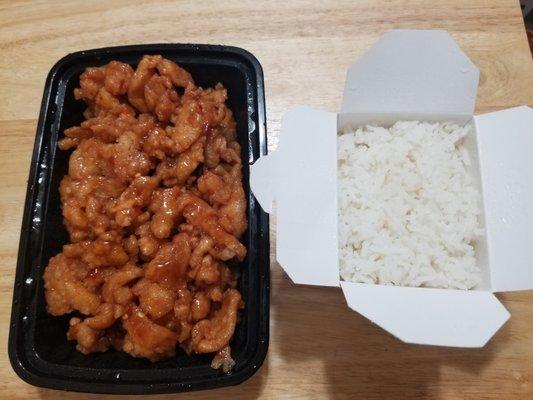 #21 (Large) Orange Flavor Chicken. Disappointingly bland. You can do better at Panda Express.