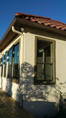 Stucco work in progress after the new windows from Texan Windows were installed.