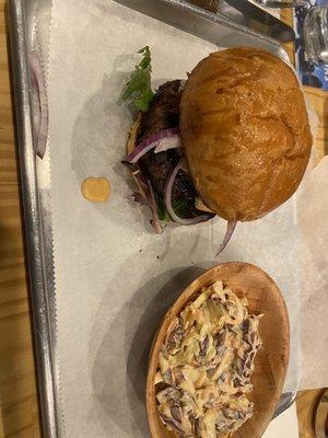 Hot mess burger with slaw