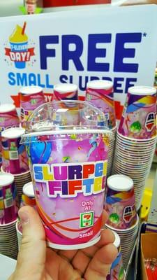 FREE small Slurpee for their 50th Birthday.