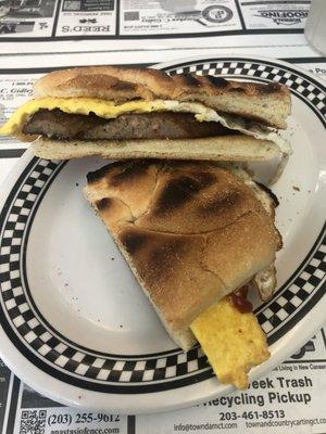 Sausage and egg sandwich