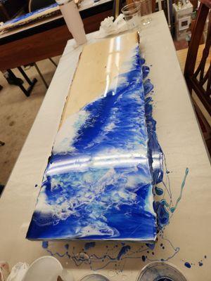 Resin waves class. Live edge wood.