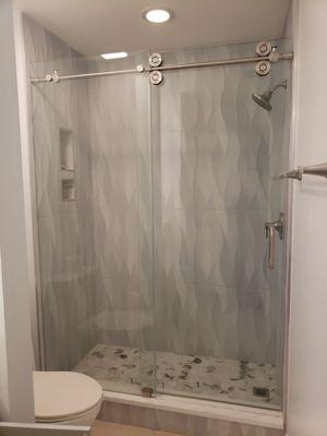 Full shower remodel, new tile, new shower doors new everything.