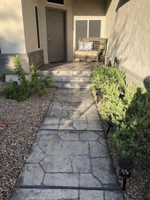 Front walk concrete stamping, simply gorgeous!