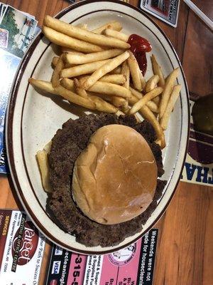 The hubcap burger and fries!