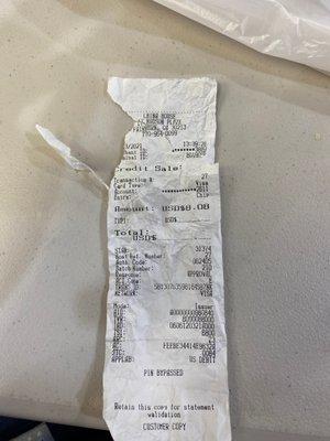 My receipt showing i really attended there today a day after the Braves won the World Series.